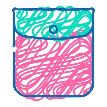 Button closed pocket icon doodle illustration Illustrazione stock