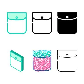 Button closed stylized pocket color icon vector Illustrazione stock