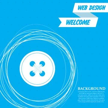 Button for clothes icon on a blue background with abstract circles around and Illustrazione stock