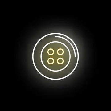 Button clothes icon glowing neon yellow light Stock Illustration