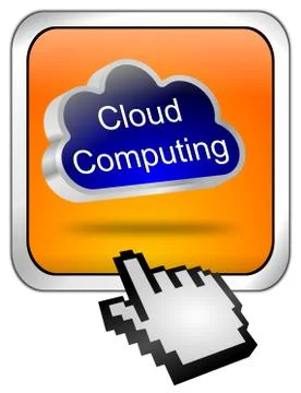 Button cloud computing with cursor - 3D illustration Stock Illustration