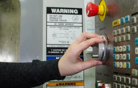 Button on the cnc machine Stock Photos