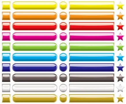 Button collection rainbow Collection of rainbow icons with various shapes ... Stock Photos
