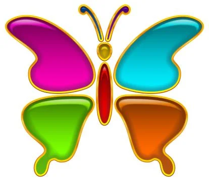 Button, Colorful Butterfly Stock Illustration