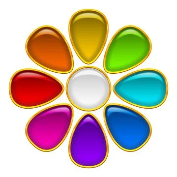 Button, Colorful Flower Stock Illustration