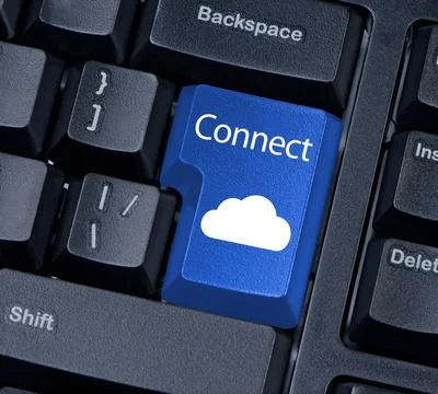 Button computer Connect keyboard with cloud. Button computer Connect keybo... Stock Photos