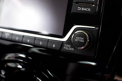Button control of audio multimedia control panel. Foto stock