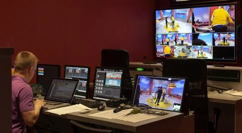 Button on the control panel television equipment. Stock Photos