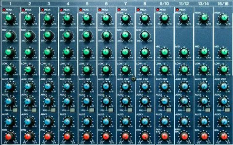Button control sound mixer Stock Photos