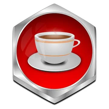 Button with a Cup of Coffee - 3D illustration Illustrazione stock