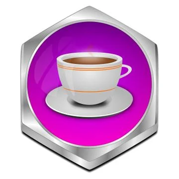 Button with a Cup of Coffee - 3D illustration Stock Illustration