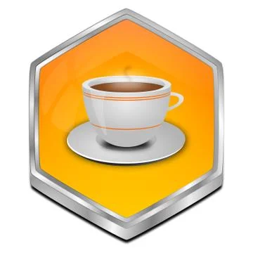 Button with a Cup of Coffee - 3D illustration Stock Illustration