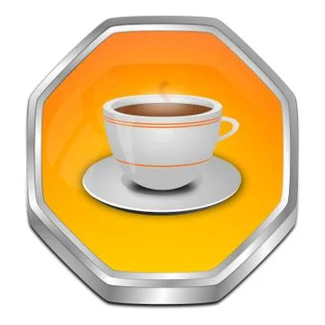 Button with a Cup of Coffee - 3D illustration Stock Illustration
