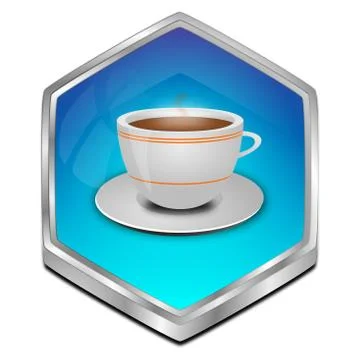 Button with a Cup of Coffee - 3D illustration Stock Illustration