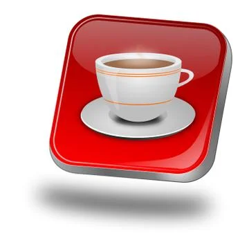 Button with a Cup of Coffee - 3D illustration Stock Illustration