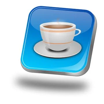 Button with a Cup of Coffee - 3D illustration Stock Illustration