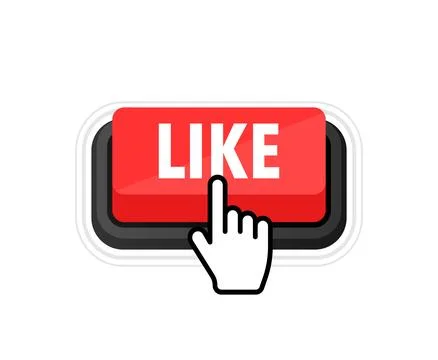 Like button with cursor. Pointer click. Vector web button. Illustrazione stock