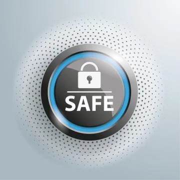 Button DLock Safe Halftone Stock Illustration