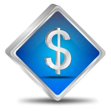 Button with Dollar sign - 3D illustration Stock Illustration