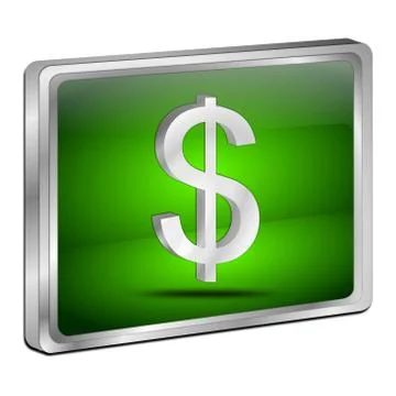 Button with Dollar sign - 3D illustration Illustrazione stock