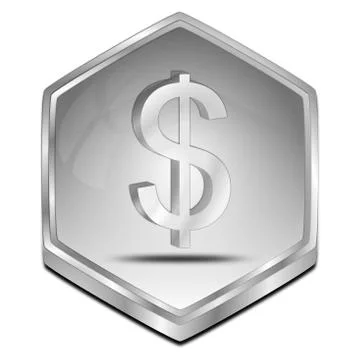 Button with Dollar sign - 3D illustration Stock Illustration
