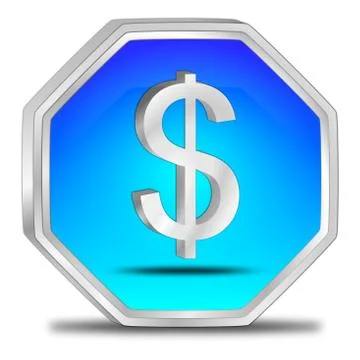 Button with Dollar sign Stock Illustration