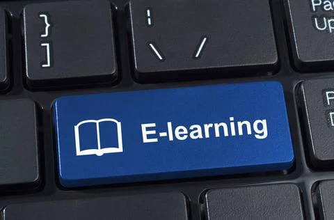 Button e-learning with icon book. Button e-learning with icon book. Concep... Stock Photos