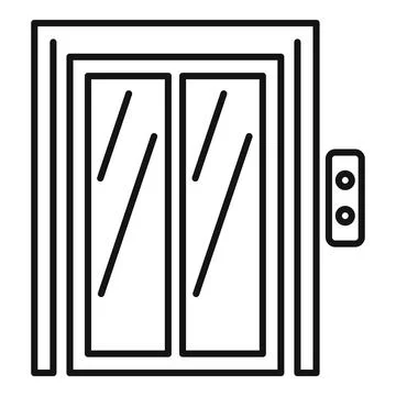 Button elevator icon, outline style Stock Illustration