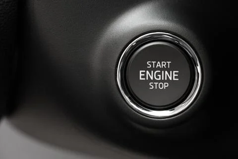Button engine start stop. Button on and off the engine.Key less go Stock Photos