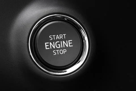Button engine start stop. Button on and off the engine.Key less go Foto stock