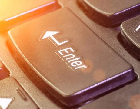 Button enter on the keyboard, macro, fingerboard Stock Photos