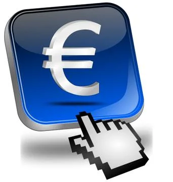 Button with Euro sign and cursor - 3D illustration Stock Illustration