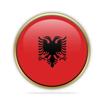 Button Flag Design Template Albania Stock Illustration