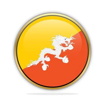 Button Flag Design Template Bhutan Stock Illustration