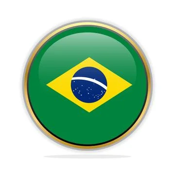 Button Flag Design Template Brazil Stock Illustration