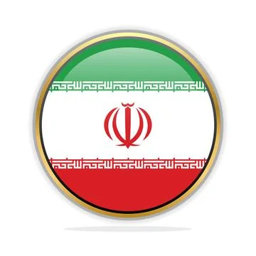 Button Flag Design Template Iran Stock Illustration