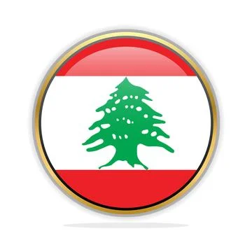 Button Flag Design Template Lebanon Stock Illustration