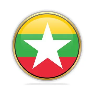 Button Flag Design Template Myanmar Stock Illustration