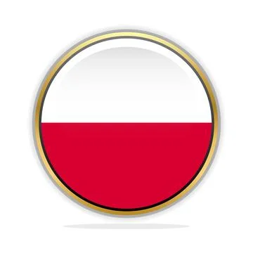 Button Flag Design Template Poland Stock Illustration