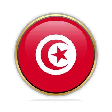 Button Flag Design Template Tunisia Stock Illustration