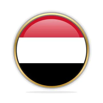 Button Flag Design Template Yemen Stock Illustration