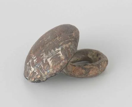 Button, flatted with decorative pattern. Button, flattened from shape with... Stock Photos