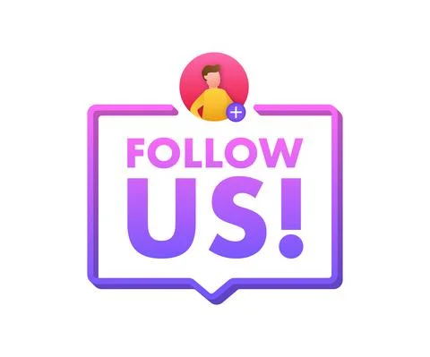 Button Follow us on white background. Vector illustration. Stock-Illustration