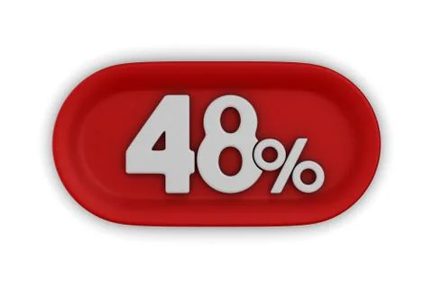 Button with fourty eight percent on white background. Isolated 3D illustratio Illustrazione stock