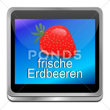 Button fresh strawberry - in german Stock Photos