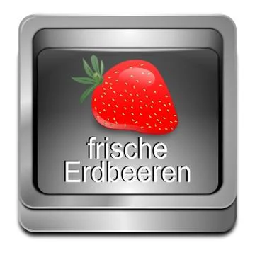 Button fresh strawberry - in german Foto stock
