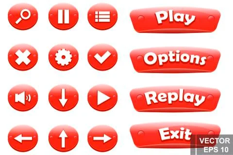 Button. Game. A cartoon. Congratulations. For your design. Vector conceptual  Иллюстрация