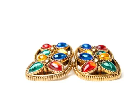 Button with gems Stock Photos