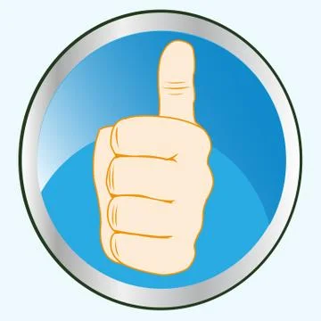 Button with gesture by hand Illustrazione stock