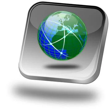 Button with Globe Stock Illustration